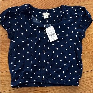 Crewcuts Blue and White Polka Dot Button Down Shirt